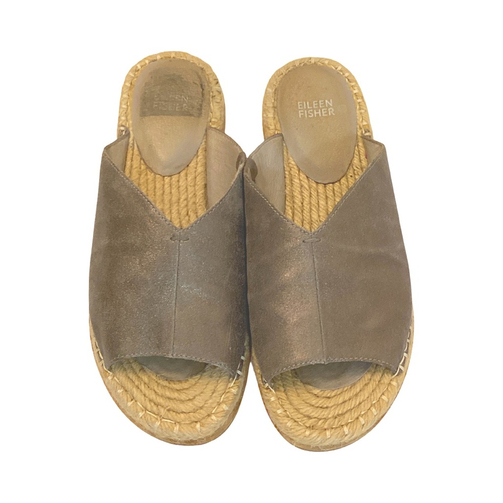 Eileen Fisher Milly Metallic Bronze Espadrille Slides size 9